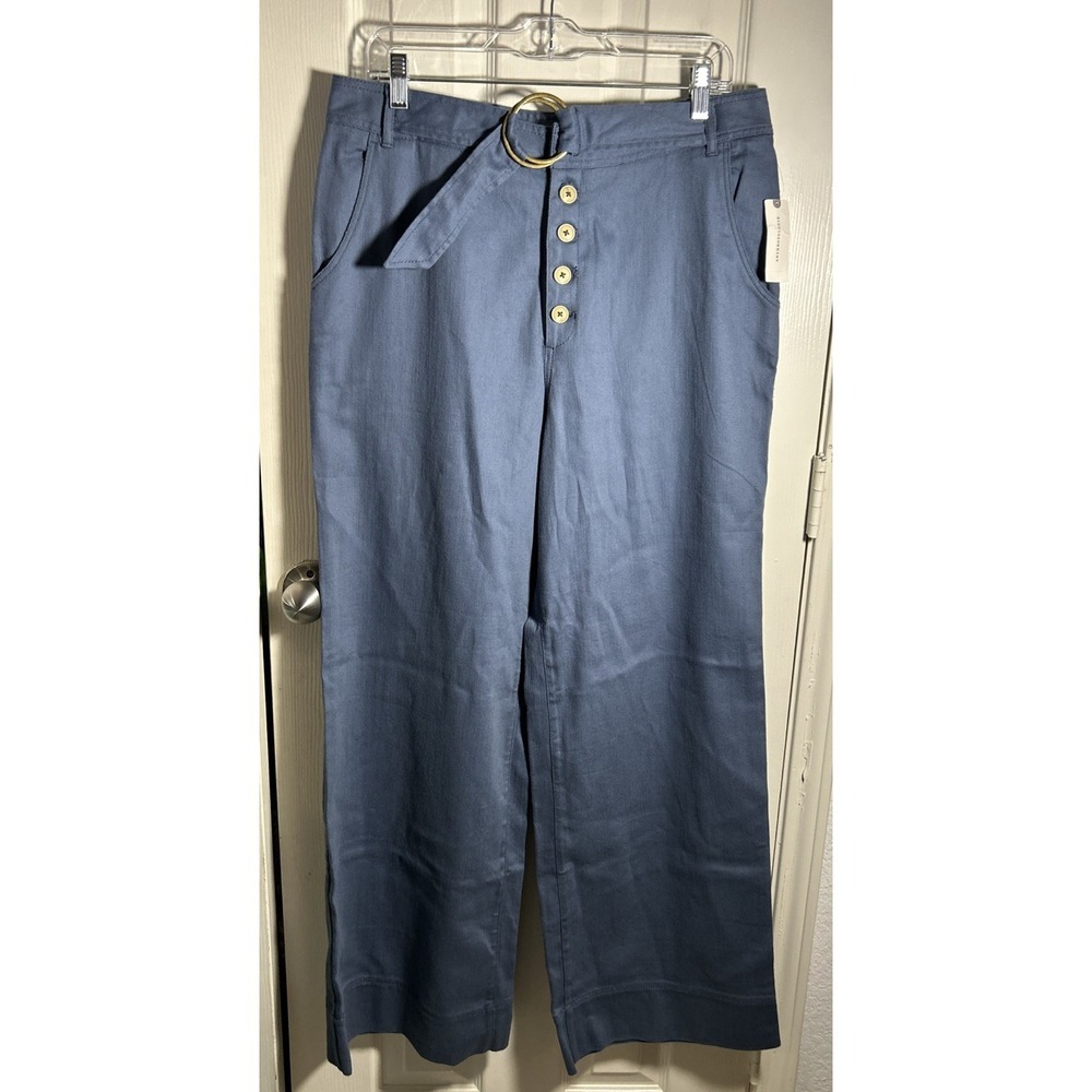 Anthropologie Wedgewood Blue Pants Women 14 Wide Leg Coastal Elegant NWT $120